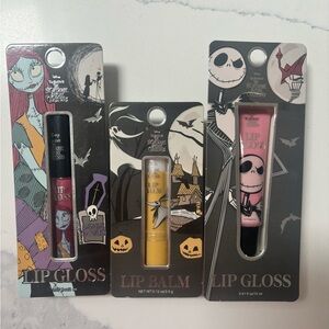 Disney The Nightmare Before Christmas Lip Gloss and Lip Balm Set of 3 brand new